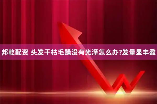 邦乾配资 头发干枯毛躁没有光泽怎么办?发量显丰盈